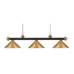 Z-Lite Riviera 3 Light Billiard, Steel Frame, Satin Gold Shade Color