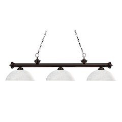 Z-Lite Riviera 3 Light Billiard, Steel Frame, White Linen Shade Color