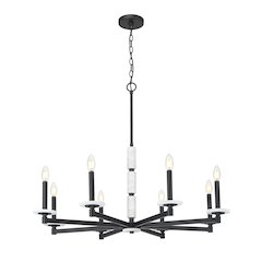Z-Lite Kaden 8 Light Chandelier in Matte Black color, Steel frame