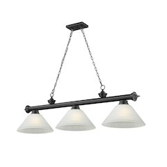 Z-Lite Cordon 3 Light Billiard, Steel Frame, White Linen Shade Color