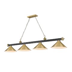 Z-Lite Cordon 4 Light Billiard, Steel Frame, Rubbed Brass Shade Color