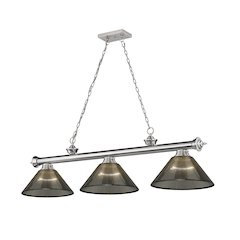 Z-Lite Cordon 3 Light Billiard, Steel Frame, Smoke Shade Color