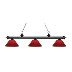 Z-Lite Riviera 3 Light Billiard, Steel Frame, Red Shade Color