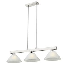 Z-Lite Cobalt 3 Light Billiard, Steel Frame, White Linen Shade Color