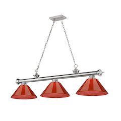Z-Lite Cordon 3 Light Billiard, Steel Frame, Red Shade Color