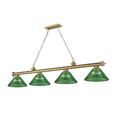 Z-Lite Cordon 4 Light Billiard, Steel Frame, Green Shade Color