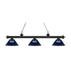 Z-Lite Riviera 3 Light Billiard, Steel Frame, Dark Blue Shade Color