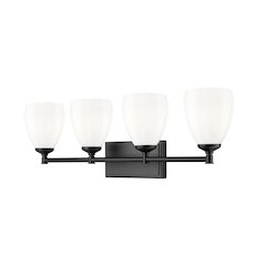 Z-Lite Oren 4 Light Vanity in Matte Black color, Steel frame