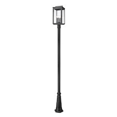 Z-Lite Hartwell 4 Light Outdoor Post Mounted Fixture in Sand Black color