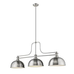 Z-Lite Melange 3 Light Billiard, Steel Frame, Brushed Nckel Shade Color