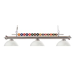 Z-Lite Shark 3 Light Billiard, Steel Frame, Matte Opal Shade Color
