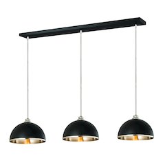 Z-Lite 3 Light Pendant, Matte Black + Brushed Nickel Frame Finish
