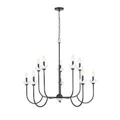 Z-Lite Allistair 10 Light Chandelier in Matte Black color, Steel frame