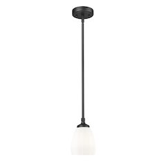 Z-Lite Oren 1 Light Pendant in Matte Black color, Steel frame