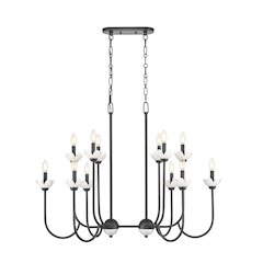 Z-Lite Allistair 12 Light Linear Chandelier in Matte Black color, Steel frame