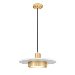 Z-Lite 1 Light Pendant, Matte White + Modern Gold