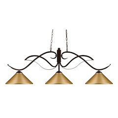 Z-Lite Phoenix 3 Light Billiard, Steel Frame, Satin Gold Shade Color