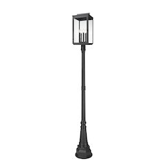 Z-Lite Hartwell 5 Light Outdoor Post Mounted Fixture in Sand Black color