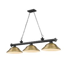 Z-Lite Cordon 3 Light Billiard, Steel Frame, Rubbed Brass Shade Color