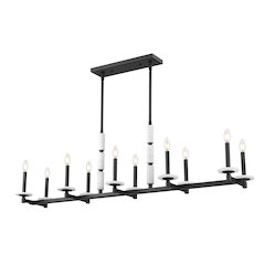 Z-Lite Kaden 10 Light Linear Chandelier in Matte Black color, Steel frame