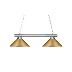 Z-Lite Sharp Shooter 2 Light Billiard, Steel Frame, Satin Gold Shade Color