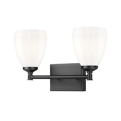 Z-Lite Oren 2 Light Vanity in Matte Black color, Steel frame