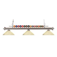 Z-Lite Shark 3 Light Billiard, Steel Frame, Golden Mottle Shade Color