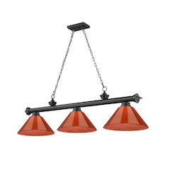Z-Lite Cordon 3 Light Billiard, Steel Frame, Red Shade Color