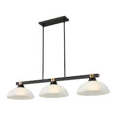 Z-Lite Bronte 3 Light Billiard, Steel Frame, White Linen Shade Color