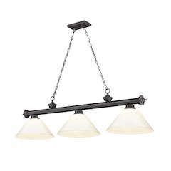 Z-Lite Cordon 3 Light Billiard, Steel Frame, White Shade Color