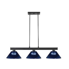 Z-Lite Cobalt 3 Light Billiard, Steel Frame, Dark Blue Shade Color