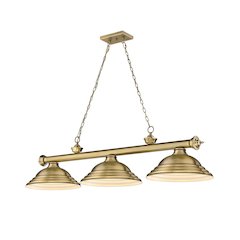 Z-Lite Cordon 3 Light Billiard, Steel Frame, Rubbed Brass Shade Color