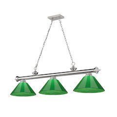 Z-Lite Cordon 3 Light Billiard, Steel Frame, Green Shade Color
