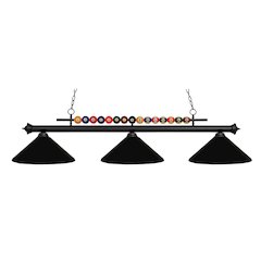Z-Lite Shark 3 Light Billiard, Steel Frame, Matte Black Shade Color