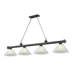 Z-Lite Cordon 4 Light Billiard, Steel Frame, White Linen Shade Color