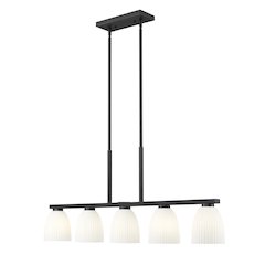 Z-Lite Naya 5 Light Linear Chandelier in Matte Black color, Steel frame