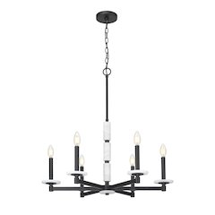 Z-Lite Kaden 6 Light Chandelier in Matte Black color, Steel frame