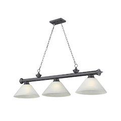 Z-Lite Cordon 3 Light Billiard, Steel Frame, White Linen Shade Color
