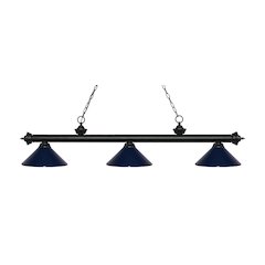 Z-Lite Riviera 3 Light Billiard, Steel Frame, Navy Blue Shade Color