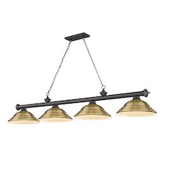 Z-Lite Cordon 4 Light Billiard, Steel Frame, Rubbed Brass Shade Color