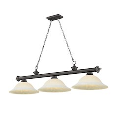 Z-Lite Cordon 3 Light Billiard, Steel Frame, White Mottle Shade Color