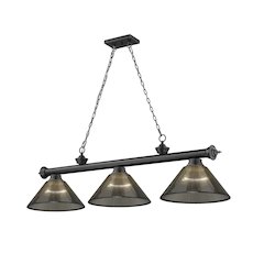 Z-Lite Cordon 3 Light Billiard, Steel Frame, Smoke Shade Color