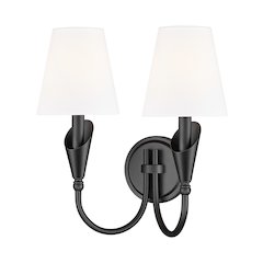 Z-Lite Claudelle 2 Light Wall Sconce in Matte Black color, Steel frame