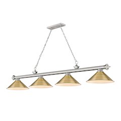 Z-Lite Cordon 4 Light Billiard, Steel Frame, Rubbed Brass Shade Color