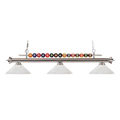 Z-Lite Shark 3 Light Billiard, Steel Frame, White Linen Shade Color