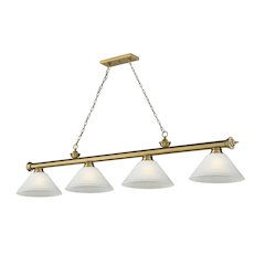 Z-Lite Cordon 4 Light Billiard, Steel Frame, White Linen Shade Color