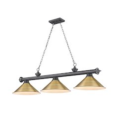 Z-Lite Cordon 3 Light Billiard, Steel Frame, Rubbed Brass Shade Color