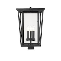 Z-Lite Seoul 3 Light Outdoor Post Mount Fixture in Black Frame Finish