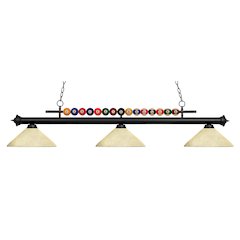 Z-Lite Shark 3 Light Billiard, Steel Frame, Golden Mottle Shade Color