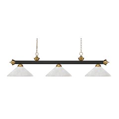 Z-Lite Riviera 3 Light Billiard, Steel Frame, White Linen Shade Color